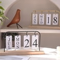 thumbnail image 3 of Dserhfy Metal Flip Calendar with Wooden Base Daily Perpetual Desk Calendar Turn Page Month Date Display Standing Desktop Planner for Office Home, 3 of 7