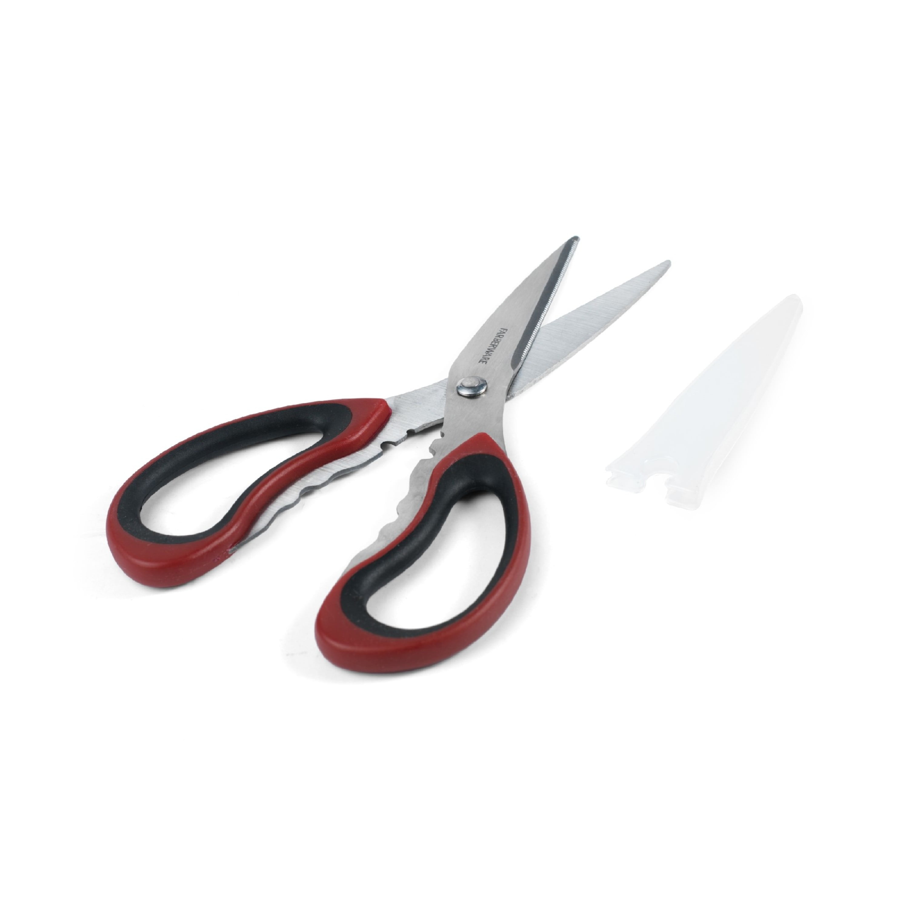 Farberware Soft Grips Stainless Steel Kitchen and Herb Shears, Red and Black Handle