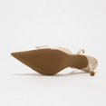 thumbnail image 2 of [On feet & in love] Women's Satin Pointed Toe Slingback Heels - Elastic Strap Stiletto Pumps with Fabric-Covered Circular Ring Detail,Apricot,7.5, 2 of 7