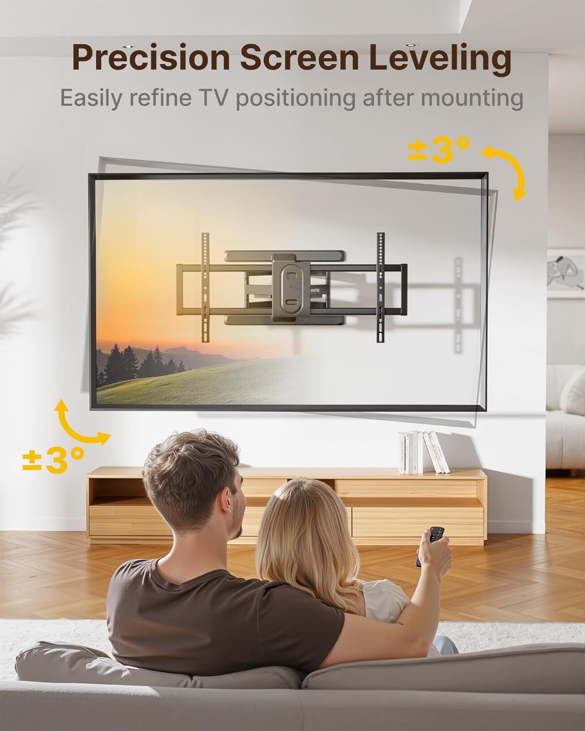 monTEK Full Motion TV Wall Mount for 43–95" TVs, 22" Long Arm Extension, 150 lb Capacity, Swivel Tilt Leveling, VESA 200x200–800x400, Fits 16"/18" Studs