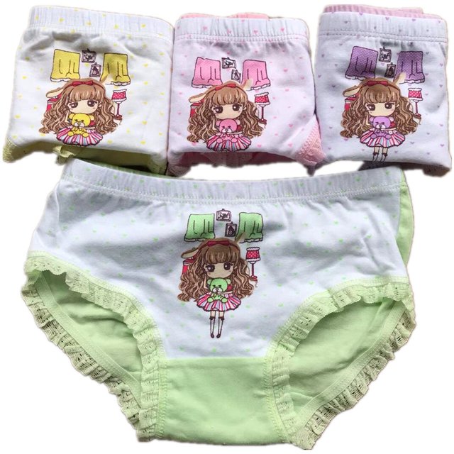 Calzoncillos de algodón fino para niñas, ropa interior con estampado bonito, bragas transpirables suaves y saludables, bóxer de talla 3 a 10T, 4 unidades por lote