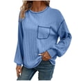 thumbnail image 1 of Timegard Ribbed Tops for Women Crew Neck Puff Long Sleeve Blouse Fall Winter Casual Loose Comfy Tops, 1 of 7