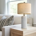 thumbnail image 3 of Oneach 23" Matte White Ceramic Table Lamps Set of 2 for Living Room Bedroom Farmhouse Bedside Nightstand Lamps with Linen Lamp Shades, 3 of 8