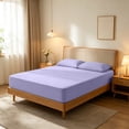 thumbnail image 4 of Disposable Bedding Set Fitted Sheet Pillowcases Flat Sheet Breathable Travel Hotel Linens Hypoallergenic Overnight Essentials, Purple, JKODE, 4 of 6