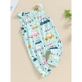 thumbnail image 6 of Aojekbee Infant Baby Boy Summer Tank Romper Cartoon Car Print Sleeveless Round Neck Full Length Bodysuit, 6 of 10