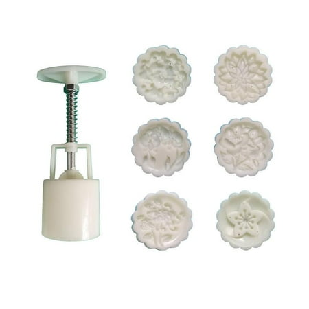 

Sardfxul Moon Cake Mold Set 50g Cookie Stamps Cherry Blossom Floral Mid Autumn Festival DIY Hand Press Cookie Dessert Cutter