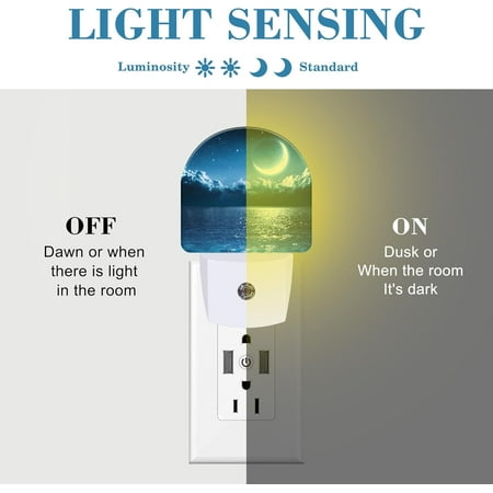 PYYNA-Magic Moon on Sea Night Light Plug into Wall with Dusk to Dawn Sensor Cute Nightlight for Kid Girls Boys Women Men Room Decor Hallway Kitchen Bathroom Nursery Stairs