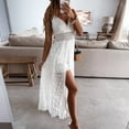 thumbnail image 3 of Femmes Été Fendue Dentelle Robes Licol Cou Banquet Mariage Robe d'Invité Partie Robe Longue Robes de Retour, 3 of 8