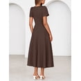 thumbnail image 4 of Merokeety Womens Summer Dresses Crewneck A Line Pleated Flowy Midi Dress With Pockets Coffee m, 4 of 5