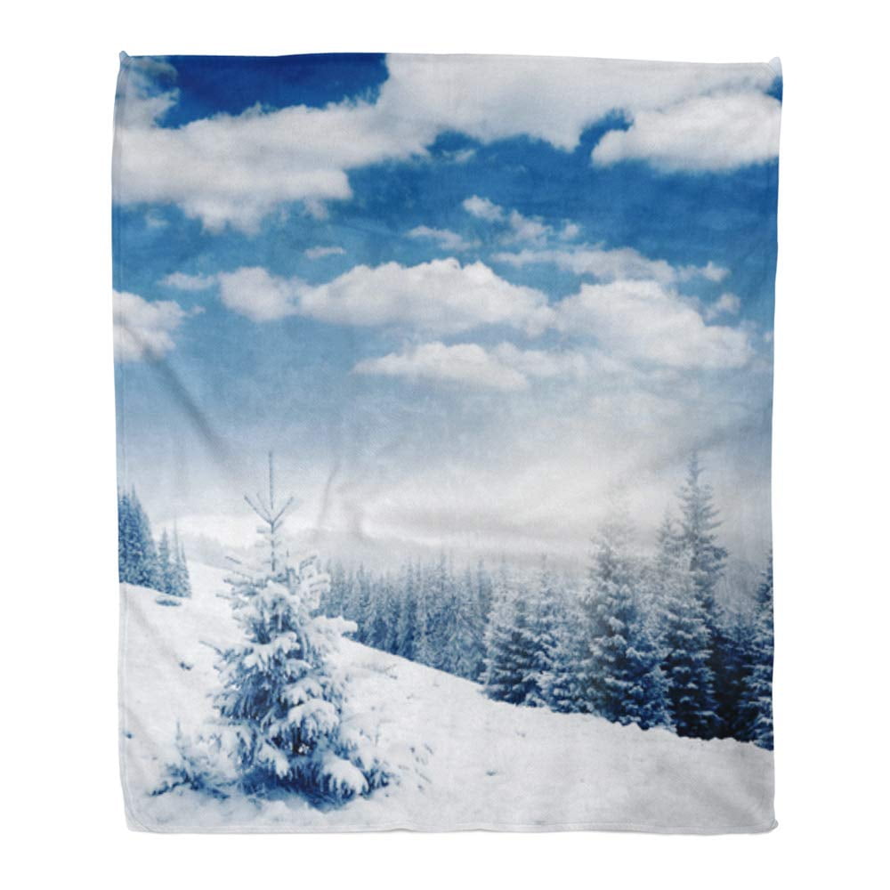 ASHLEIGH Throw Blanket Warm Cozy Print Flannel Scene Beautiful Winter ...