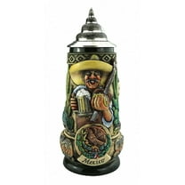German Beer Stein Hispanic Themed Stein 0.5 liter tankard, beer mug, rustica, hand-painted, with pewter lid