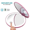 thumbnail image 4 of (Pink)compact rechargeable lighted makeup mirror,1x and 10x magnifying, 4 of 4