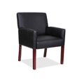 thumbnail image 3 of Lorell Full-sided Arms Leather Guest Chair - Black Leather Seat - Black..., 3 of 3