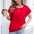thumbnail image 6 of Uvplove Women's Summer Loose Casual Short Sleeve Chiffon Top T-Shirt Blouse,Bright Red,M, 6 of 15