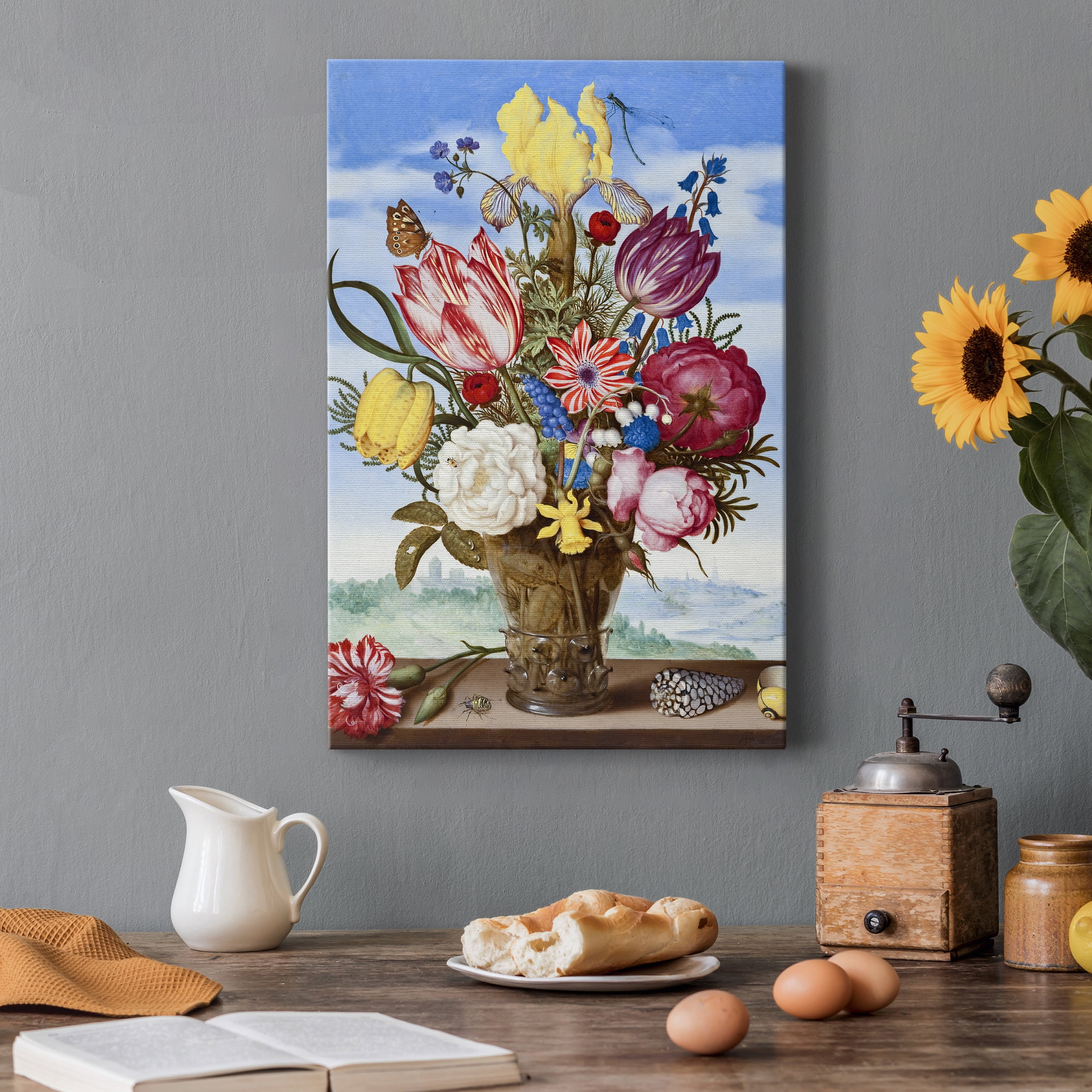 Bouquet of Flowers on a Ledge Premium Gallery Wrapped Canvas - Ready to Hang - 24 x 36