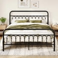 thumbnail image 2 of Amolife Queen Bed Frame, Metal Platform Bed with Vintage Curved Iron-Art Headboard, Easy Assembly, White, 2 of 7