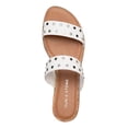 thumbnail image 3 of SUN STONE Womens White 1" Platform Cork-Like Strappy Padded Bella Square Toe Wedge Buckle Slingback Sandal 8 M, 3 of 3