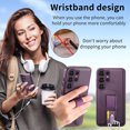 thumbnail image 4 of for Samsung Galaxy S25 Ultra Magnetic Phone Case with Wristband, Magnetic Case [Support Wireless Charging] PU Leather Hard PC Slim Shockproof Protective Cover for Samsung Galaxy S25 Ultra, Purple, 4 of 5