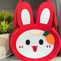 SDJMa Easter Baskets for Toddlers, Cute Cartoon Easter Bunny Baskets with Handle, Felt Easter Egg Hunt Basket Tote Bags for Kids Boys Girls Birthday Party Supplies Favors Gifts