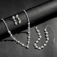 thumbnail image 3 of Silver Jewelry Sets for Women Rhinestone Necklace Dangle Earrings Bracelet Set Bridal Wedding Jewelry Sets for Brides Bridemaid Prom Costume Accessories Jewelry, 3 of 7