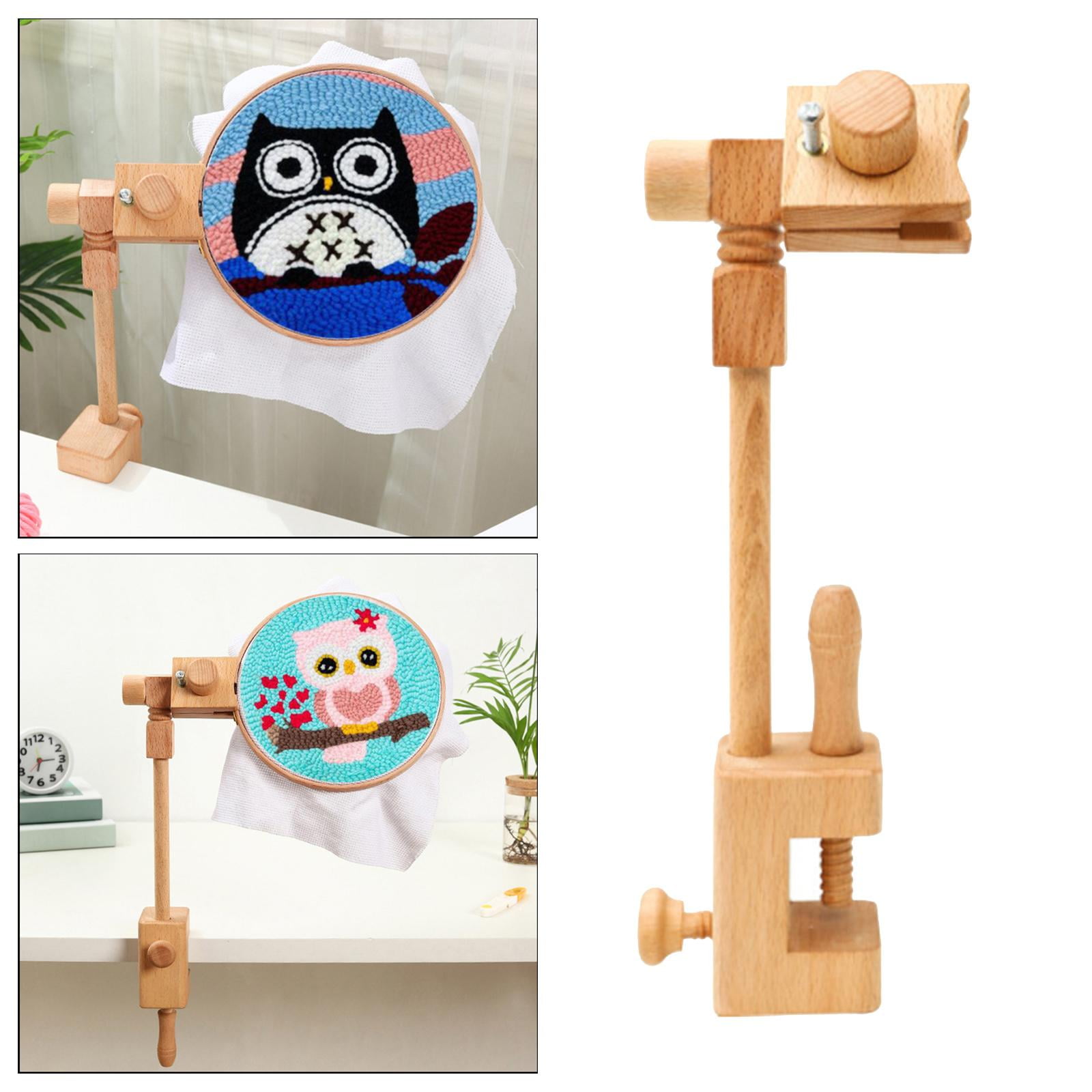 Solid Beech Wooden Embroidery Hoop Stand Rack Rotated Adjustable Desktop Cross