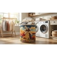 thumbnail image 5 of Quilted Laundry Basket Boho Fabric Floral Storage Hamper for Nursery Bedroom Laundry Room Clothes Toys (Patchwork flowers), 5 of 5