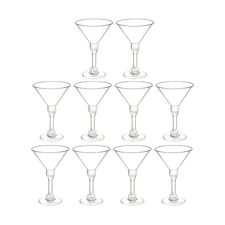 ACDANC Set of 10 Clear Plastic Martini Wine Glasses