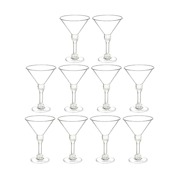ACDANC Set of 10 Clear Plastic Martini Wine Glasses