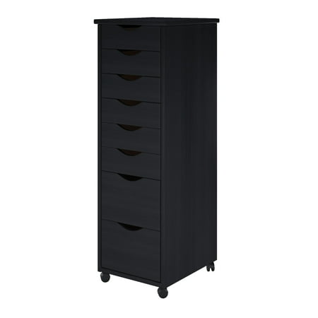 Adeptus Solid Wood 6+2 Drawer Roll Cart - Black - Walmart.com