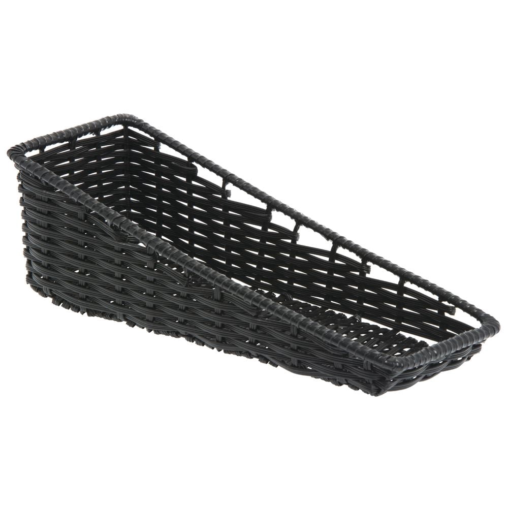 HUBERT Tapered Wicker Look Tapered Storage Basket, Rectangular Black - 7 1/2"L x 20"D x 1 1/2" to 6"H