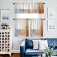 thumbnail image 2 of Abstract Color Stitching Kitchen Curtains Valances and Tiers Set of 3 Brown Grey Graffiti Tier Curtains and Valance with Rod Pocket for Small Windows, 27.5"x24", 2 of 9