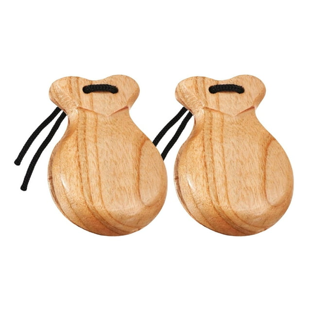 Yinanstore 2 Pieces Spanish Castanets Flamenco Castanets Musical Learning Toys Hand Percussion Instruments for Classical Music Gathering wood color