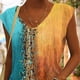 thumbnail image 4 of Mujeres camiseta de verano suelta casual multi color V cuello sin mangas gradiente superior para mujeres niñas, 4 of 7