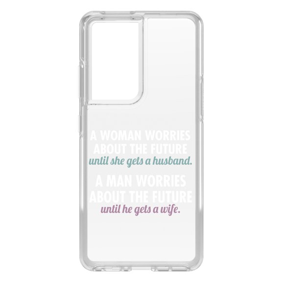 DistinctInk Clear Hybrid Case for Samsung Galaxy S21 Ultra (6.8" Screen) - Worries About the Future Until Married - Slim Profile Design