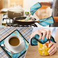 thumbnail image 4 of Teal Gold Marble Kitchen Oven Mitt and Pot Holder Sets 2 Pcs for Baking, Cooking and Grilling, Heat Resistant Up To 392 °F, 4 of 7