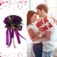 thumbnail image 5 of Xiao Hua Ramo de novia romántico con rosas de seda de cristal, ramo de novia para dama de honor con flores artificiales falsas, regalo de amor eterno, rosa, 5 of 5