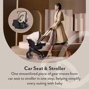 Evenflo Shyft DualRide Infant Car Seat and Stroller Combo with Green & Gentle Fabric, Champagne