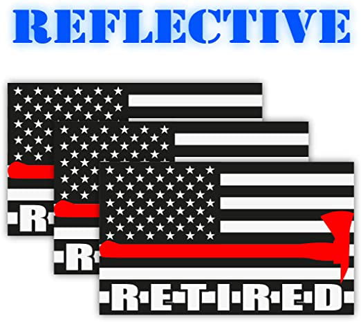 REFLECTIVE Thin Red Line FIREFIGHTER American Flag Hard Hat Helmet Stickers 
