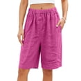 thumbnail image 3 of Kojanyu Women's 100% Cotton Elastic Waist Shorts Casual Loose Fit Wide Leg Lounge Shorts with Pockets Summer Beach Vacation Shorts, 3 of 7
