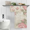 thumbnail image 5 of Vintage Pink Rose Floral Cotton Towel Set 2 Piece, 1 Bath Towels 1 Washcloth, Soft Fast Dry Super Absorbent Face Hand Towel for Bathroom Hotel Gym Spa and Beach, 5 of 7