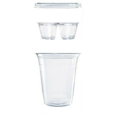 PF35C2CP 12 oz. Clear PET Cups with Two Compartment Insert - Clear (500-Sets/Carton) New