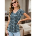 thumbnail image 3 of Womens Tops Dressy Casual Summer Flutter Sleeve T-Shirts Trendy Ruffle Short Sleeve Loose V-Neck Tunic Tops, 3 of 4