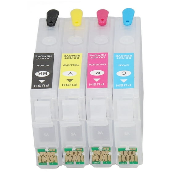 Ink Cartridges, Durable PP Refill Ink Cartridges Reusable Output Odorless 4 Colors Accurate Printing With Permanent Chip For Inkjet Printer MUGBK MUGC MUGM MUGY,T2991A T2992A