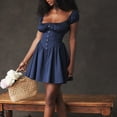 thumbnail image 3 of Vestido de manga de burbuja para mujer vestido ajustado ajustado ropa de fiesta con cintura elástica, 3 of 9