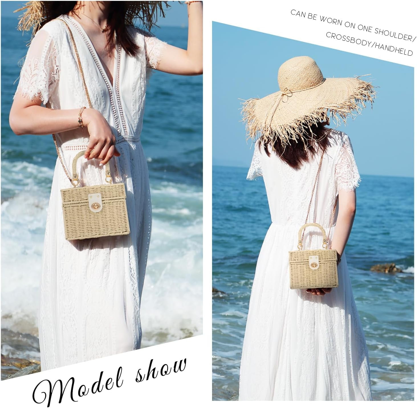 Esunarty Derby Women’s Rattan & Straw Tote Bag, Beige