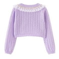 thumbnail image 4 of HAOTAGS Little Girls Crew Neck Long Sleeve Cotton Cardigan with Cute Bowknot Toddler Cover Up Tops Purple Size 7-8 Years, 4 of 8
