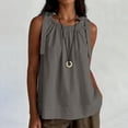 thumbnail image 4 of Jerdar Women's Tank Tops Business Casual Ruffle Trim Crew Neck Tie Shoulder Sleeveless Summer Shirts L, 4 of 8