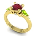 thumbnail image 2 of Diamond-Capitals 2.50 Carat Round Cut Red Ruby & Peridot Gemstone Unique 3 Stone Bridal Ring for Ladies Solid 14K Yellow Gold Size 3, 2 of 8