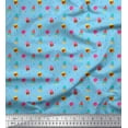thumbnail image 1 of Soimoi Blue Japan Crepe Satin Fabric Dot & Ice Cream Pops Food Print Sewing Fabric Yard 42 Inch Wide, 1 of 3