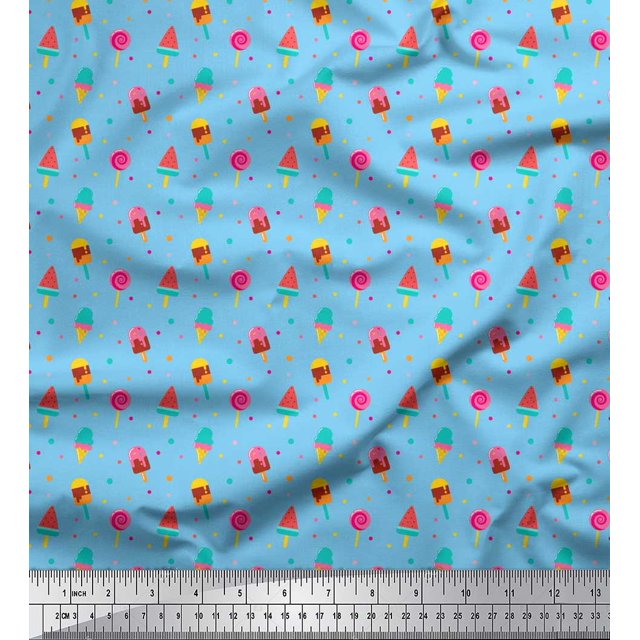 Soimoi Green Rayon Fabric Artistic Flower & Geometric Print Sewing Fabric Yard 56 Inch Wide
